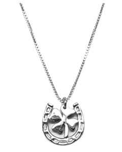 Loriece Silver Horseshoe & Four Leaf Silver Necklace