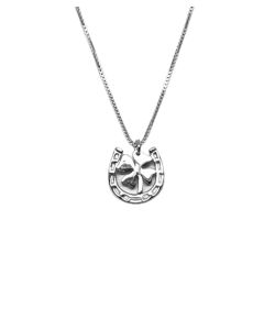 Loriece Silver Horseshoe & Four Leaf Silver Necklace