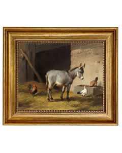 Madison Bay Co. Donkey & Chickens Framed Oil Painting On Canvas