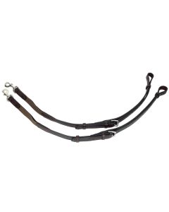 Nunn Finer Havana Color Leather Side Reins with Elastic & with Zinc- Pony Size