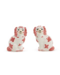 Two's Company Salt & Pepper Pink Staffordshire Dog Set