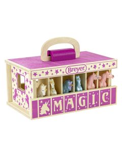 Breyer Unicorn Magic Wooden Carrying Case with 6 Unicorns