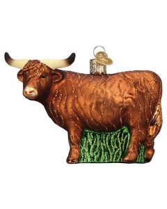 Kelley And Company Glass Highland Cow Christmas Ornament