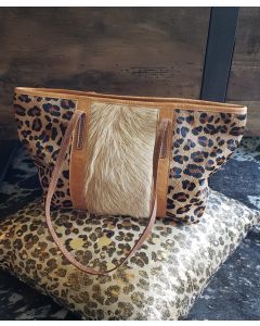 Rodrigo By Catalina Cow Hide Leather Cheetah Print Tote (16"X10")