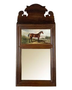 Madison Bay Co. Antique Vintage Style Wood Framed Mirror with Hunter Horse Print