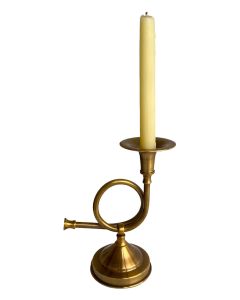 Madison Bay Co. Brass French Horn Fox Hunt Candle Stick Holder (8.25")