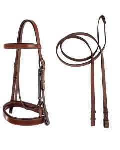 Arc De Triomphe Fox Hunt Bridle W/ Rubber Lines Reins - Flat Style Invisible Pad