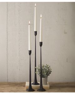 Kalalou Tall Cast Iton Taper Candle Holders - Set of 3