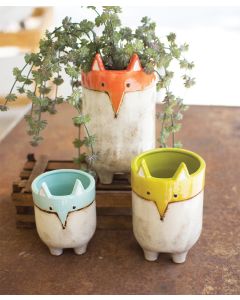 Kalalou Ceramic Fox Planters - Multiple Sizes Available