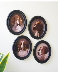 Kalalou Framed Oval Dog Prints - Set of 4