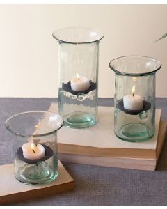 Kalalou Recycled Glass Votive Cylinders - Set of 3