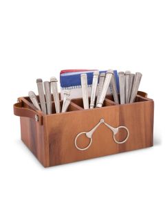 Vagabond House Horse Bits Leather Handles Flatware Caddy