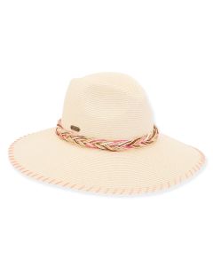 Sun N Sand Caribbean Joe Paper Braid Tropical Safari Hat W/ Braided Trim