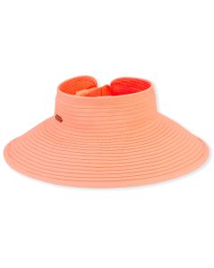 Sewn Ribbon Roll-Up Visor w/ Velcro Closure