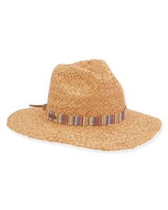 Sun N Sand Natural Raffia Classic Safari Hat W/ Ribbon Trim