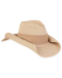 Sun N Sand Ladies Paper Straw Taveuni Western Hat With Cotton Bow Trim