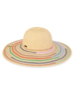 Sun N Sand Paper Straw Ayla Ladies Floppy Hat With Ribbon Brim