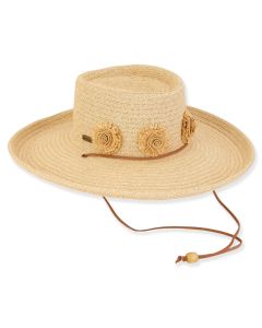 Sun N Sand Ladies Sutton Gambler Hat With Paper Flowers