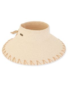 Sun N Sand Ladies Elliana Roll-Up Sun Visor Hat With Stitch Trim