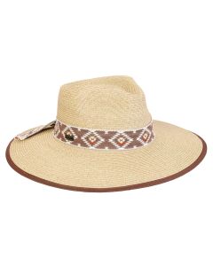 Two's Company Ladies Paper Braid Safari Hat With Soutwest Ribbon & 4" Brim