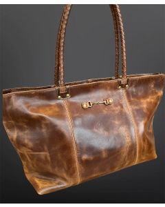 Equestrian Snaffle Bit Leather Tote Bag