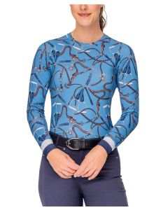 Kastel Denmark Ladies Long Sleeve Crew Neck Stripped Cuffs Sun Shirt