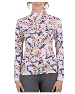 Kastel Denmark 1/4 Zip Ladies Long Sleeve Print Sun Shirt (Floral, No Trim)