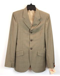 Grand Prix Mens Taupe Plaid Coat (Size 34 Regular)