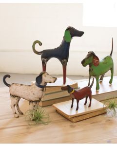 Kalalou Recycled Metal Dogs - Set of 4
