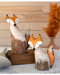 Recycled Wood & Iron Foxes - Set of 2