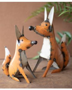 Kalalou Recycled Iron Foxes - Sold As Pair