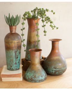 Two Toned Copper Vases - Set of 4