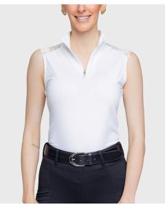 Kastel Ladies Lace Shoulder 1/4 Zip Sleeveless Tank Top