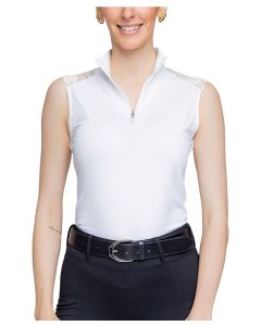 Kastel Ladies Lace Shoulder 1/4 Zip Sleeveless Tank Top