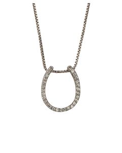 Calloway Silver Levade Moissanite Horseshoe Equestrian Necklace