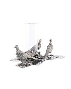 Vagabond Pheasants Pillar Hurricane Centerpiece