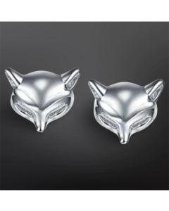 Equestrian Fox Mask Sterling Silver Stud Earrings