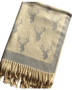 Westrian Deer Hunting Stag Head Winter Scarf LA CHASSE with Fringe